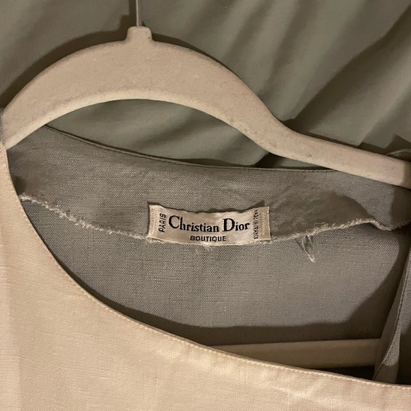 Christian Dior grey and white split button up - Picture 2 of 4